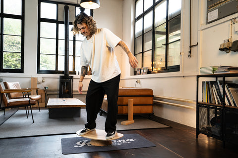 Indiana® Balance Board Eiche Bundle / Korkrolle + Hemisphäre + Matte