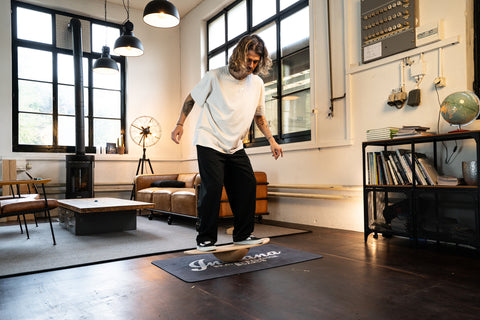 Indiana® Balance Board Eiche Bundle / Korkrolle + Hemisphäre + Matte